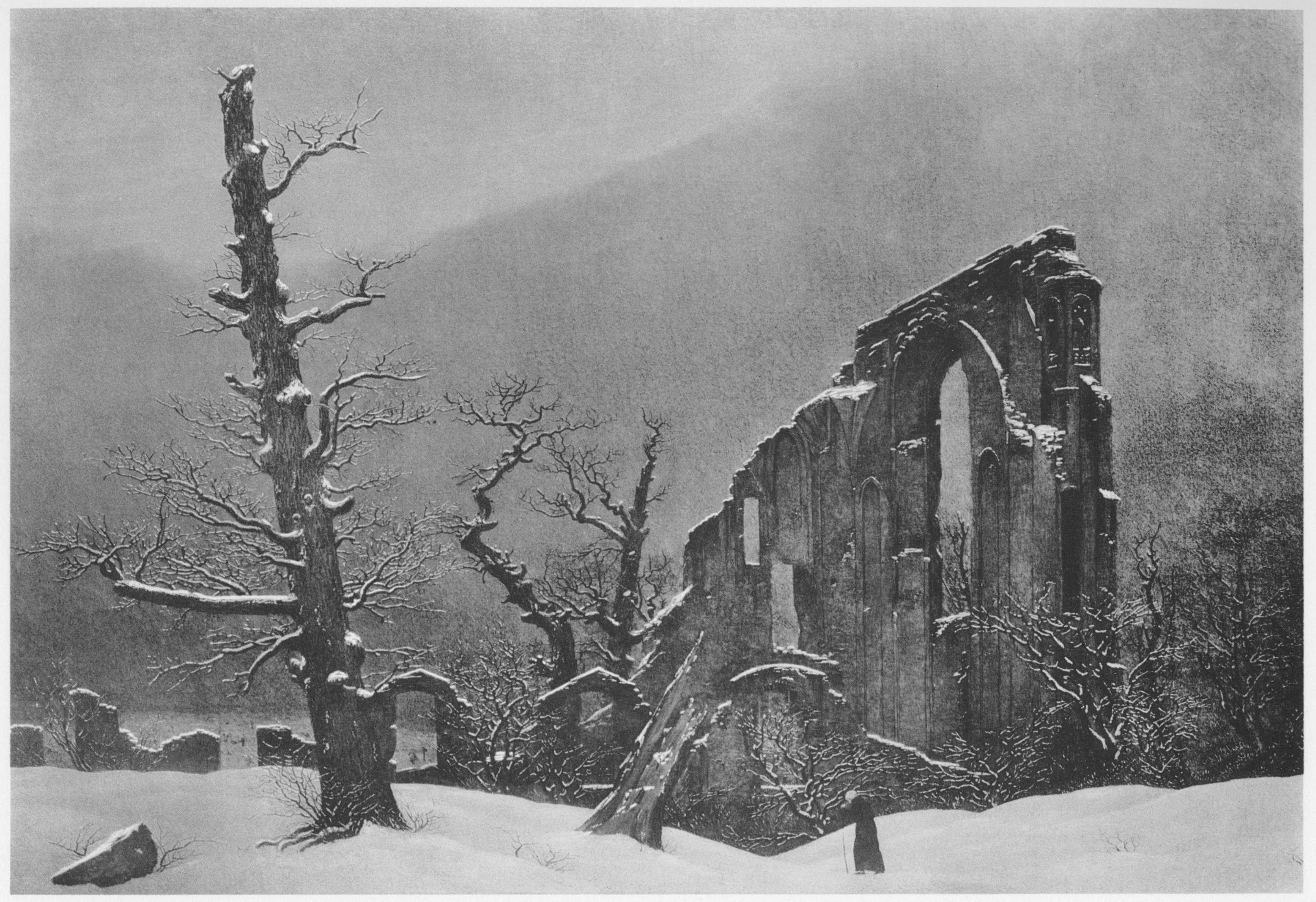 {{ product_title }} Fine Art Print | {{ product_vendor }} Jakero77 Caspar David Friedrich - Monk in the Snow (1808) Winter Fine Art Print Art Print  Jakero77