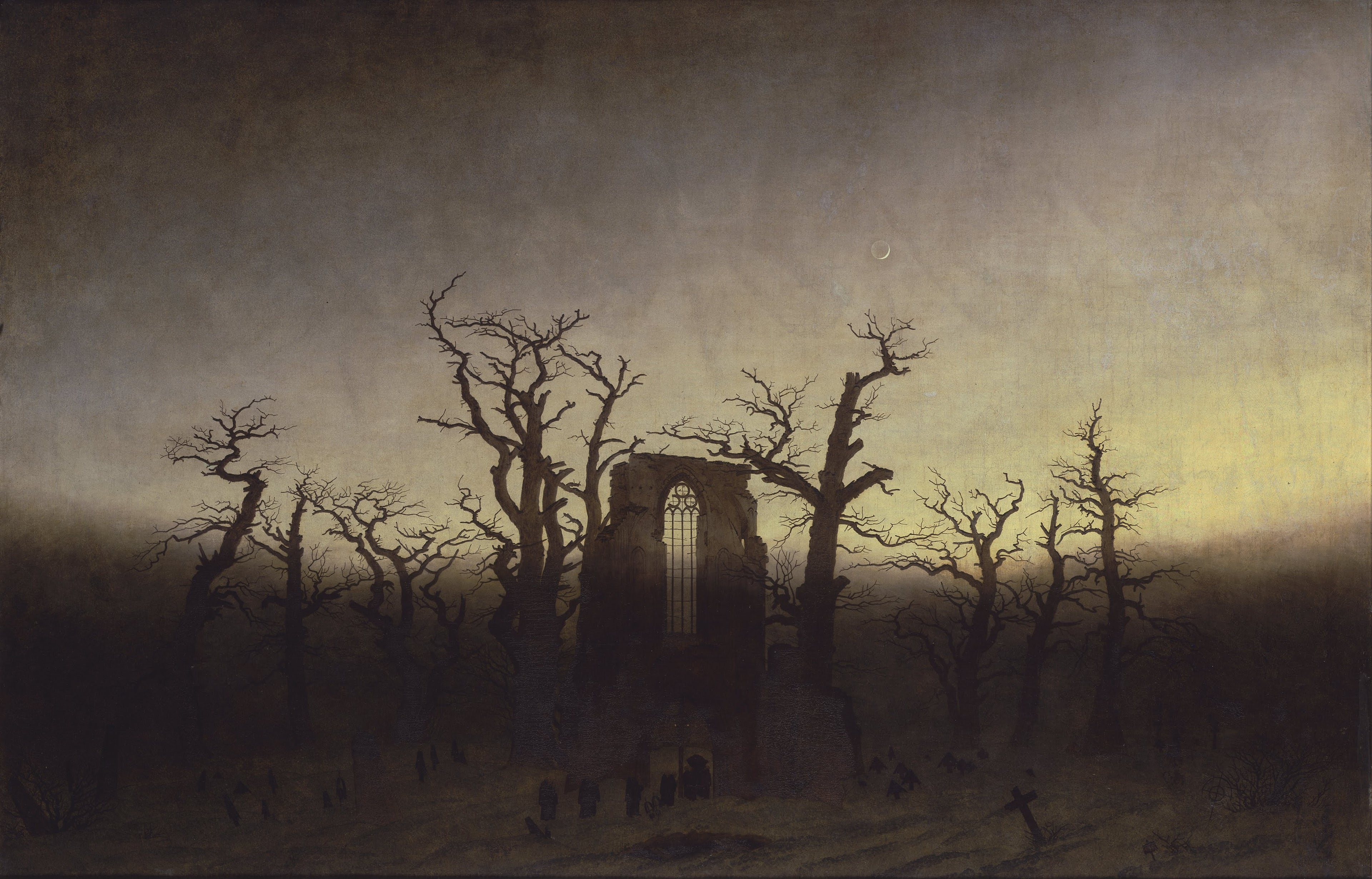 {{ product_title }} Fine Art Print | {{ product_vendor }} Jakero77 Caspar David Friedrich - Abbey in the Oakwood Cemetery (1809) Fine Art Print Art Print  Jakero77