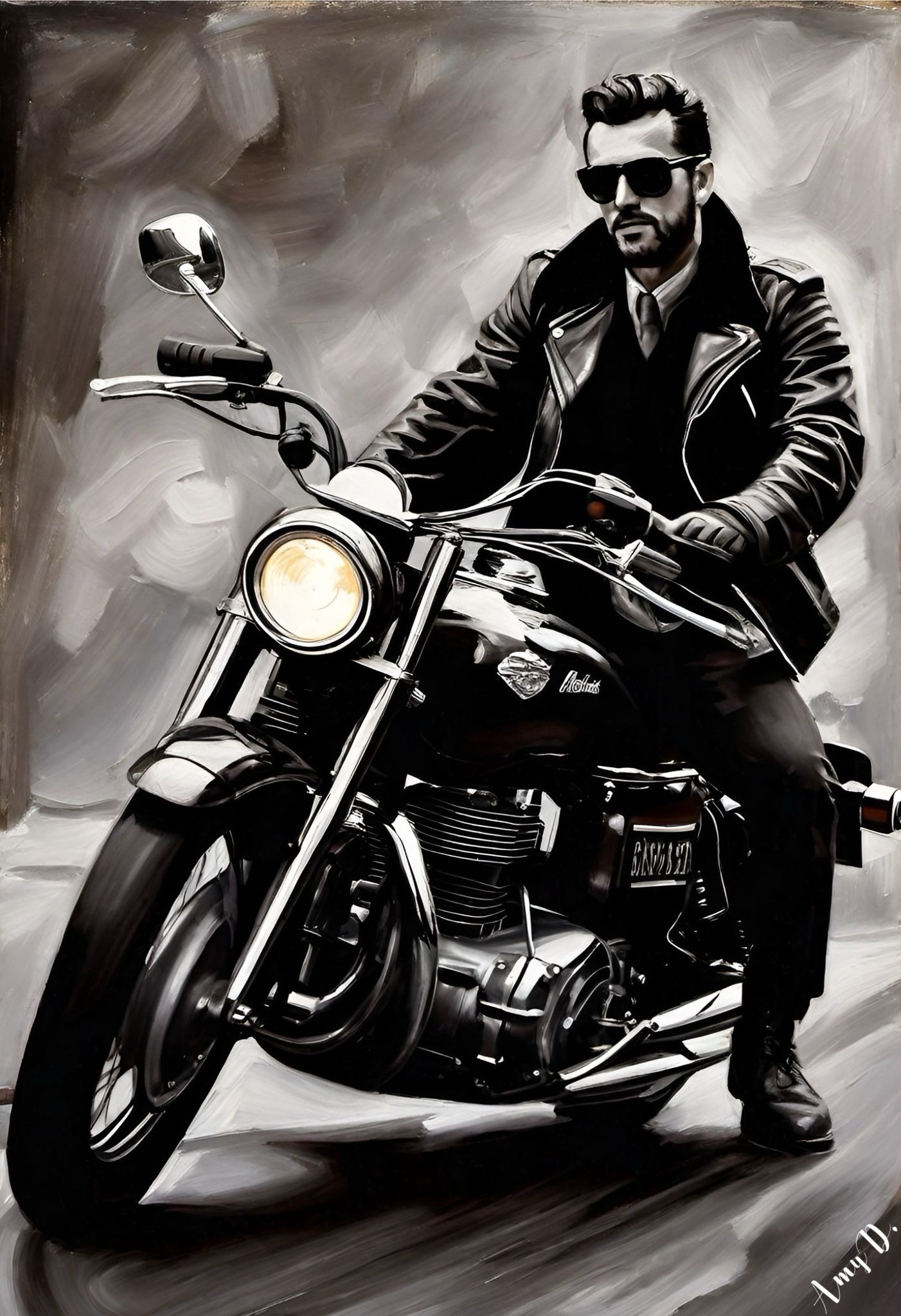 Amy Diab - Eternal Highway (2024) Cool Motorcycle Hand-Signed - 17" x 22" Print