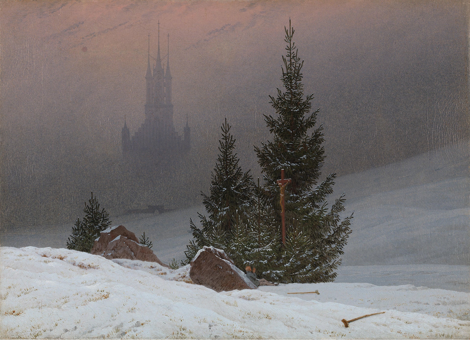 {{ product_title }} Fine Art Print | {{ product_vendor }} Jakero77 Caspar David Friedrich - Winter Landscape with Church (1811) Fine Art Print Art Print  Jakero77