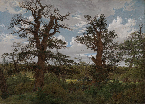 Caspar David Friedrich - Landscape Oak Trees Hunter (1811) - 17" x 22" Art Print