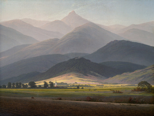 {{ product_title }} Fine Art Print | {{ product_vendor }} Jakero77 Caspar David Friedrich - Giant Mountains View of the Small Sturmhaube from Warmbrunn (1811) Fine Art Print Art Print  Jakero77
