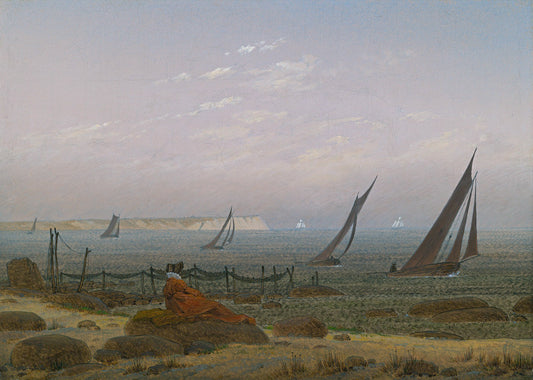 {{ product_title }} Fine Art Print | {{ product_vendor }} Jakero77 Caspar David Friedrich - Woman on the Beach of Ruegen (1818) Fine Art Print Art Print  Jakero77