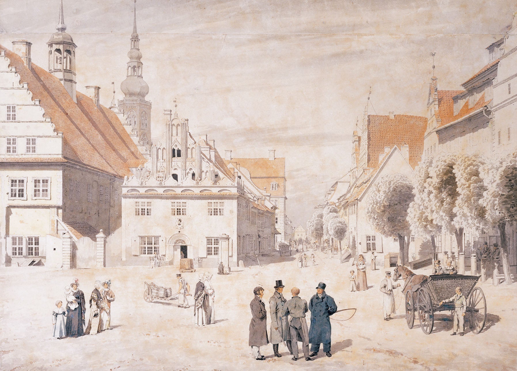 {{ product_title }} Fine Art Print | {{ product_vendor }} Jakero77 Caspar David Friedrich - Marketplace in Greifswald (1818) Fine Art Print Art Print  Jakero77