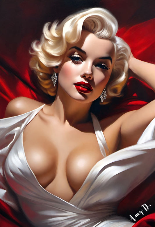 {{ product_title }} Fine Art Print | {{ product_vendor }} Jakero77 Amy Diab - Quiet Solitude Blonde Pin-Up Girl (2024) Hand-Signed Fine Art Print Art Print  Jakero77
