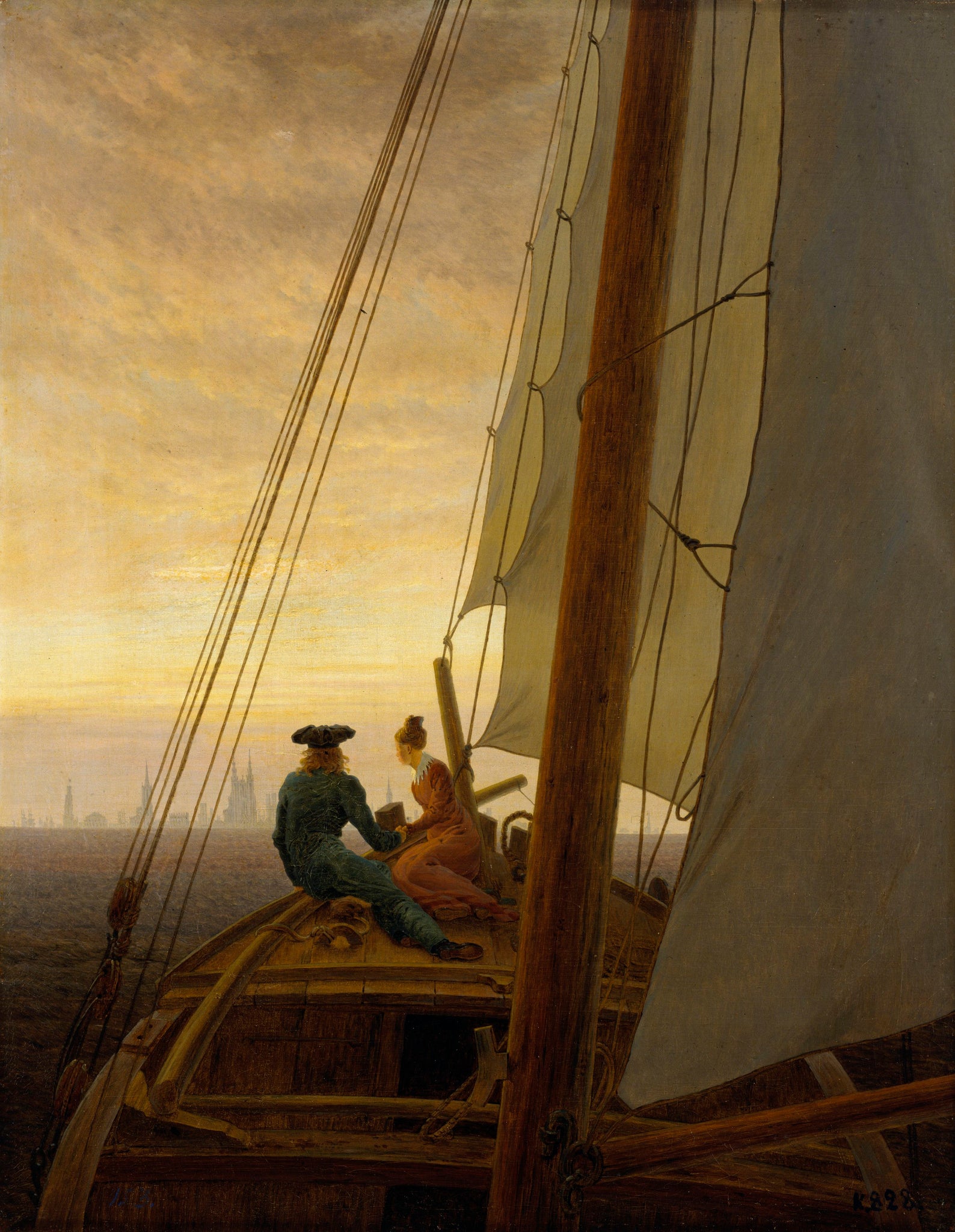 Caspar David Friedrich - Couple on Board a Sailing Ship (1818-20) - 17"x22" Print