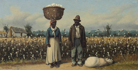 William Aiken Walker - Man & Woman Cotton Basket on Her Head (1880s) - 17"x22" Print