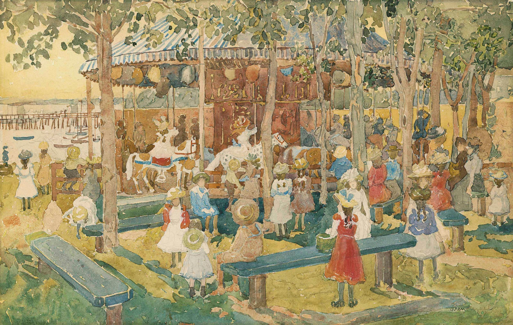 {{ product_title }} Fine Art Print | {{ product_vendor }} Jakero77 Maurice Brazil Prendergast - Flying Horses (1900-01) Fine Art Print Art Print  Jakero77