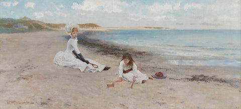 William Henry Lippincott - Nantucket Beach, Idle Hours (1885) - 17" x 22" Print