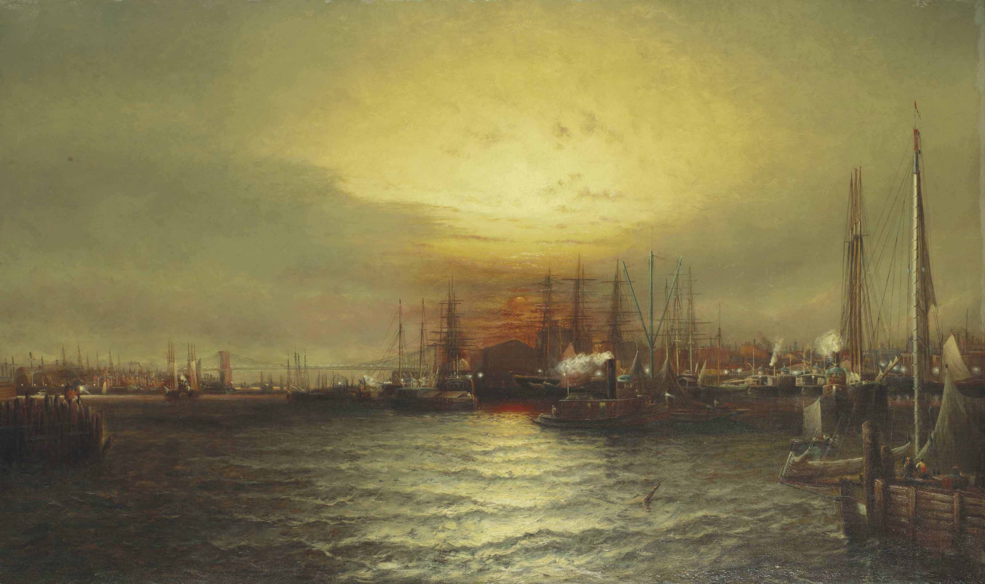 {{ product_title }} Fine Art Print | {{ product_vendor }} Jakero77 Elisha J. Taylor Baker - Sunrise Chapman Dock Old Brooklyn Navy Yards East River New York Fine Art Print Art Print  Jakero77