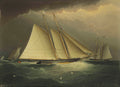 {{ product_title }} Fine Art Print | {{ product_vendor }} Jakero77 James Edward Buttersworth - Three Schooner Yachts Racing in a Squall Fine Art Print Art Print  Jakero77