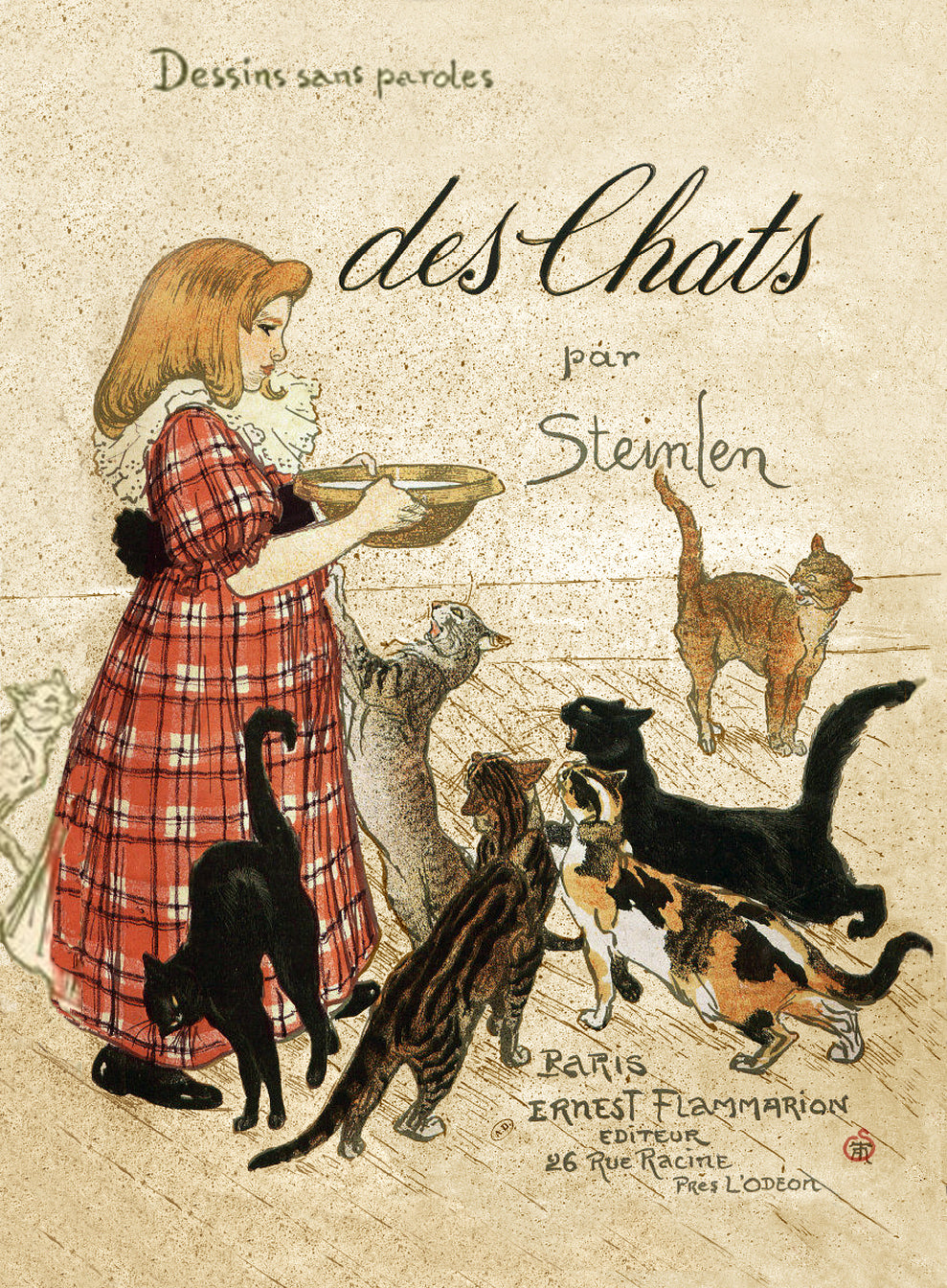 Theophile Alexandre Steinlen - Des Chats-Dessins sans Paroles (1897) - 17" x 22" Fine Art Print