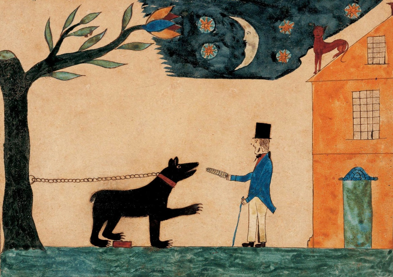 {{ product_title }} Fine Art Print | {{ product_vendor }} Jakero77 Bill Traylor - Man Feeding Bear an Ear of Corn (1930) Fine Art Print Art Print  Jakero77
