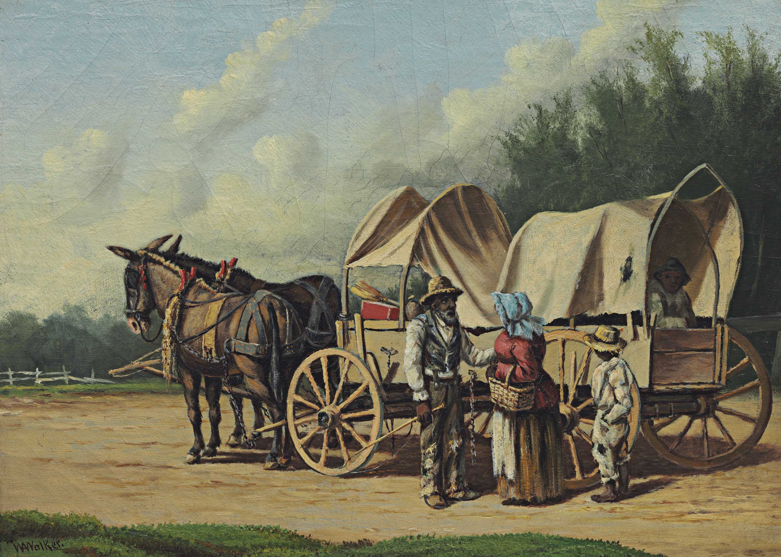 {{ product_title }} Fine Art Print | {{ product_vendor }} Jakero77 William Aiken Walker - Covered Wagon Scene (1890s) Fine Art Print Art Print  Jakero77