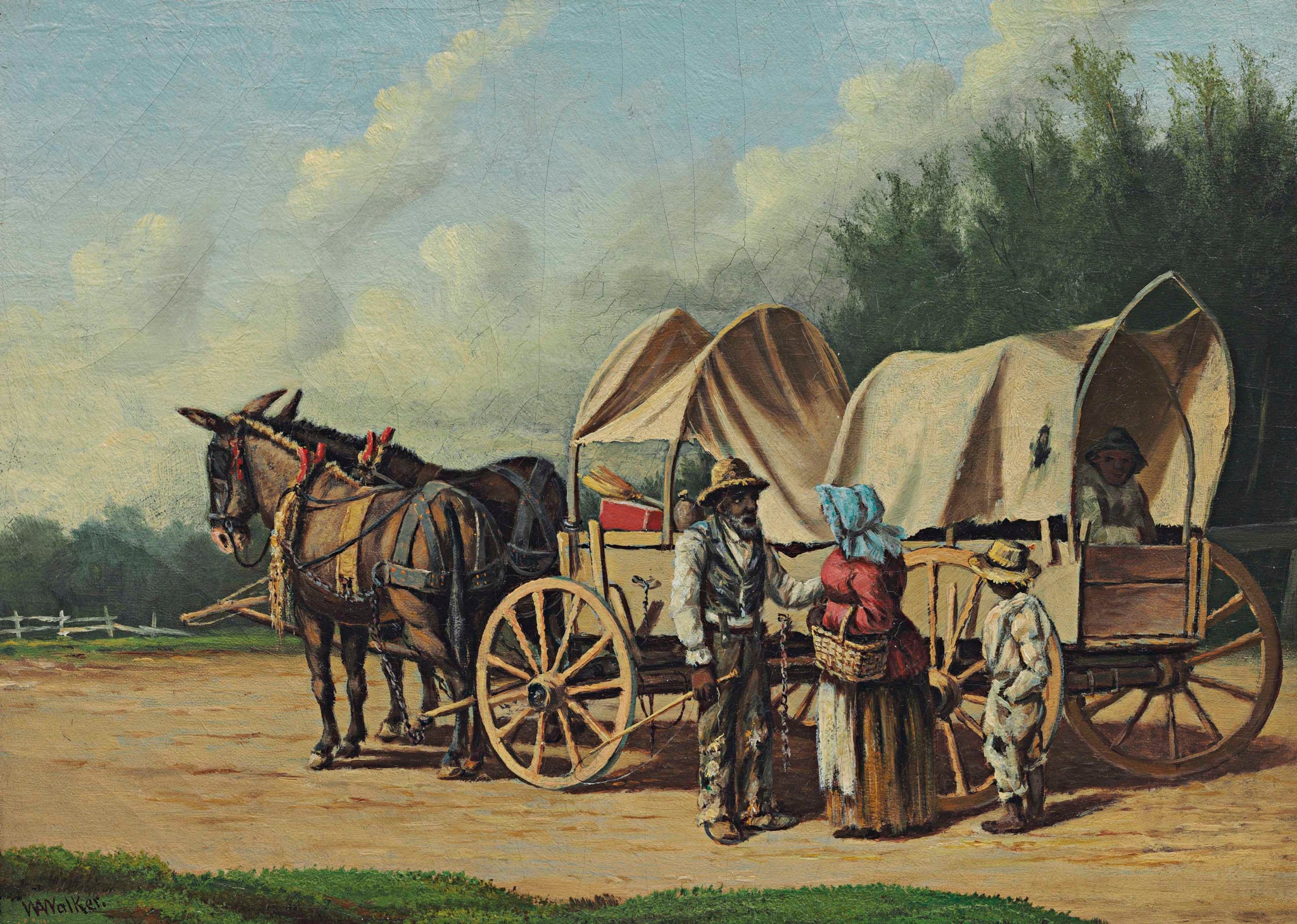 William Aiken Walker - Covered Wagon Scene (1890s) - 17" x 22" Fine Art Print