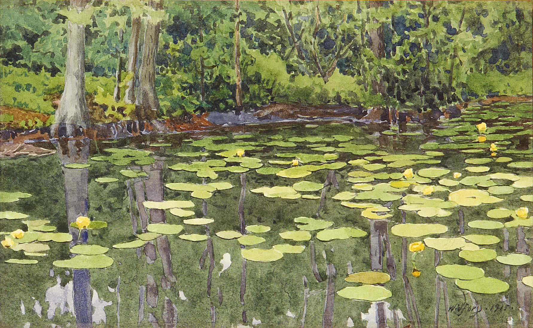 {{ product_title }} Fine Art Print | {{ product_vendor }} Jakero77 Gunnar Widforss - Water Lily Pond (1915) Fine Art Print Art Print  Jakero77