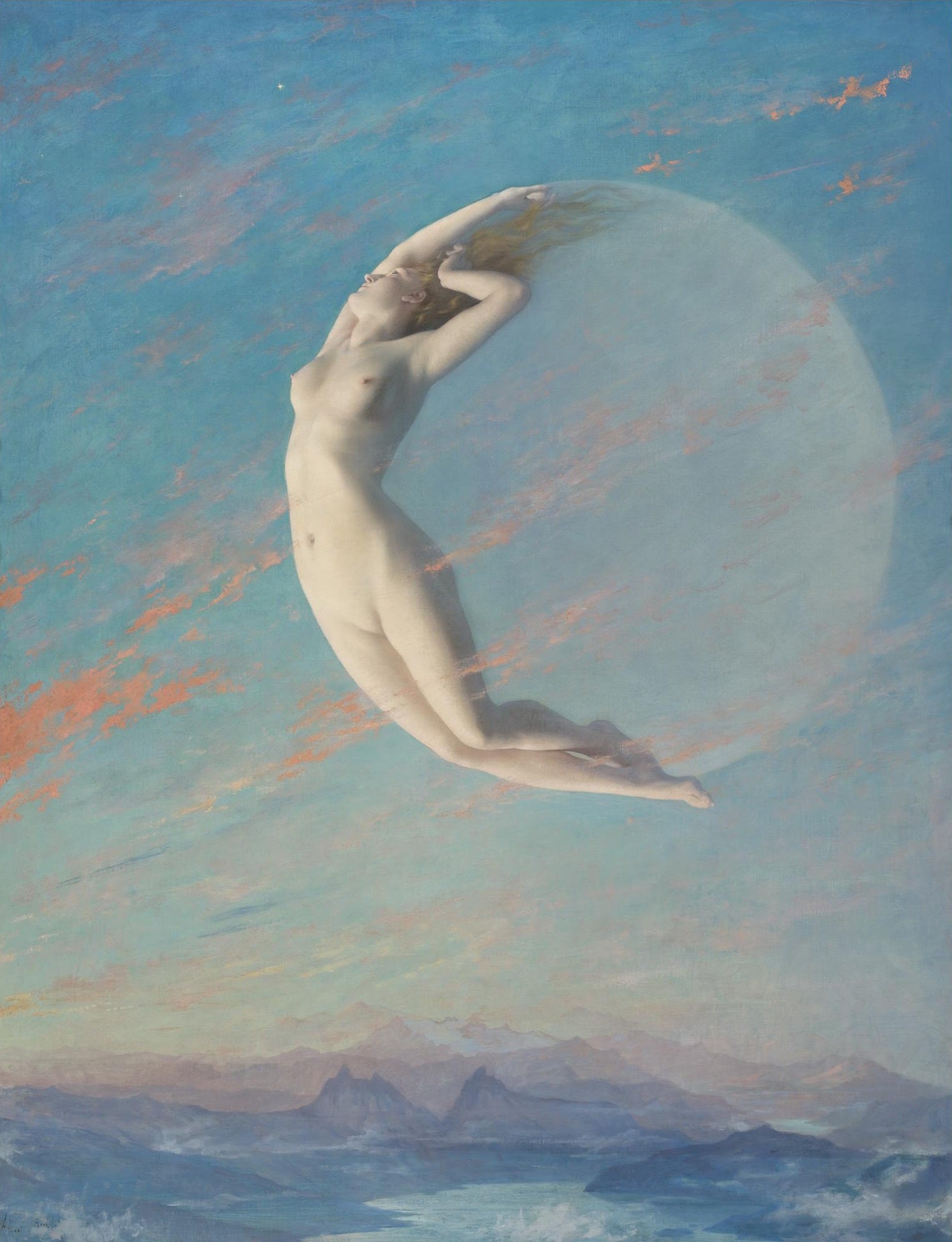 {{ product_title }} Fine Art Print | {{ product_vendor }} Jakero77 Albert Aublet - Selene (1880) Nude Woman Mythology Fine Art Print Art Print  Jakero77
