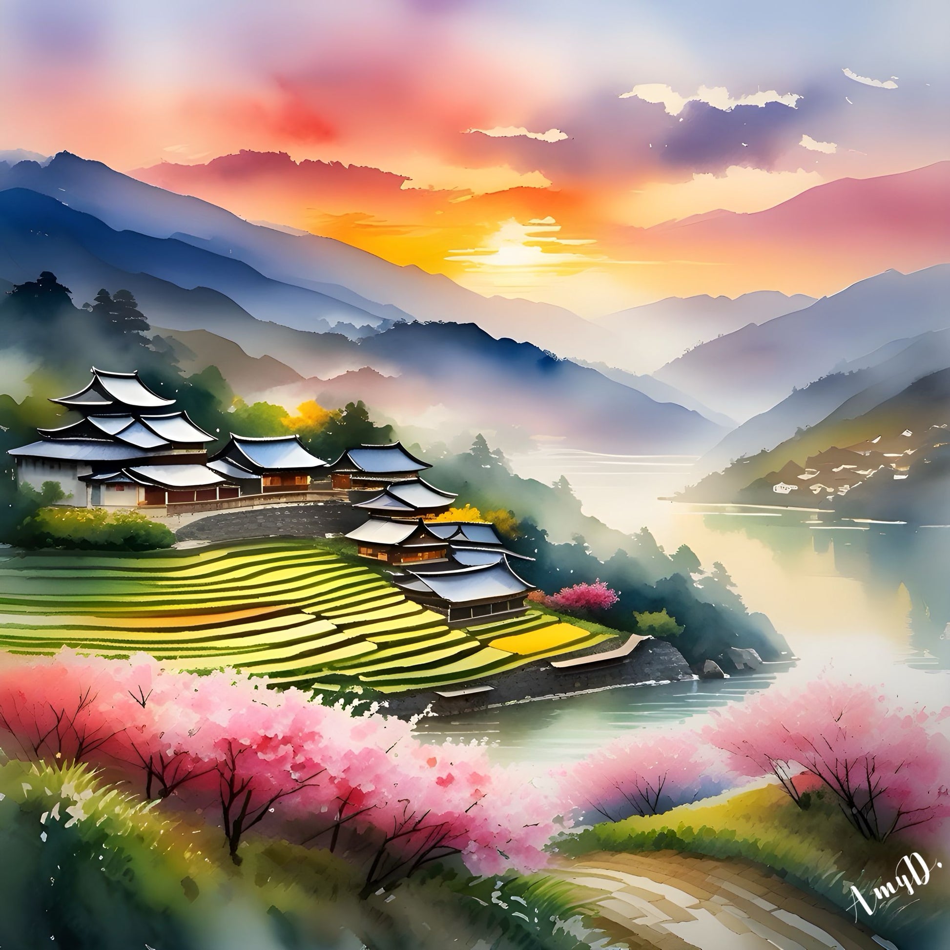 {{ product_title }} Fine Art Print | {{ product_vendor }} Jakero77 Amy Diab - A Minute (2024) Japanese Landscape Hand-Signed Fine Art Print Art Print  Jakero77