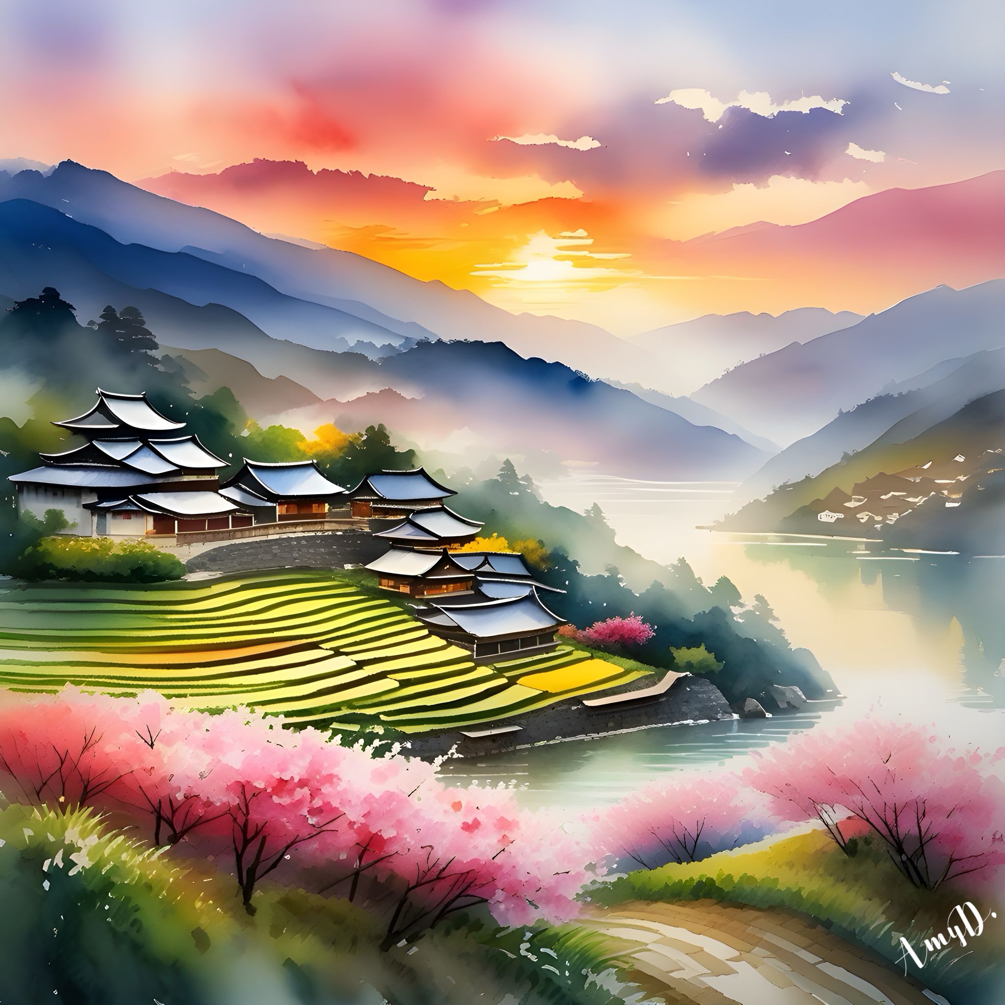 {{ product_title }} Fine Art Print | {{ product_vendor }} Jakero77 Amy Diab - A Minute (2024) Japanese Landscape Hand-Signed Fine Art Print Art Print  Jakero77
