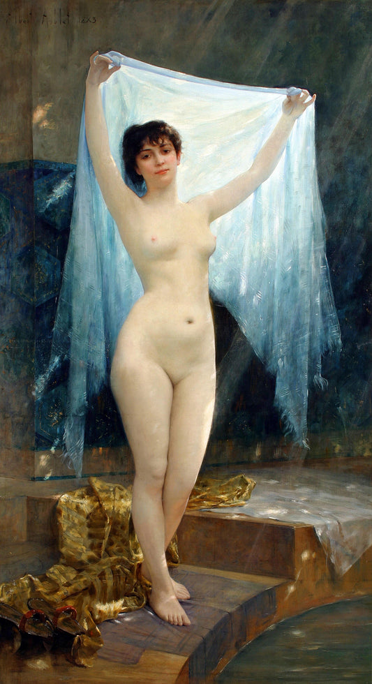 {{ product_title }} Fine Art Print | {{ product_vendor }} Jakero77 Albert Aublet - An Oriental Beauty (1883) Veiled Nude Woman Fine Art Print Art Print  Jakero77