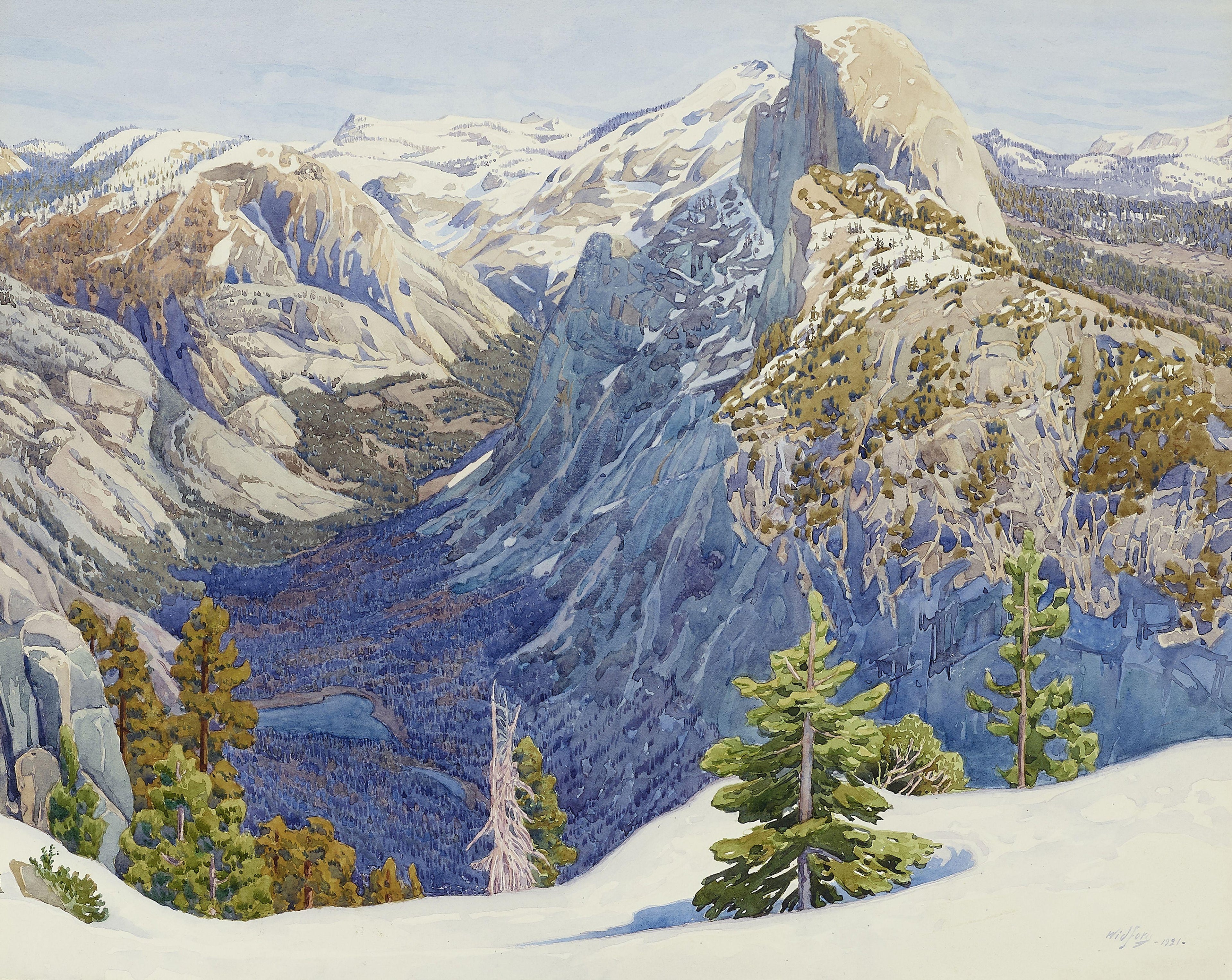 {{ product_title }} Fine Art Print | {{ product_vendor }} Jakero77 Gunnar Widforss - Half Dome from Glacier Point Yosemite Valley (1921) Fine Art Print Art Print  Jakero77