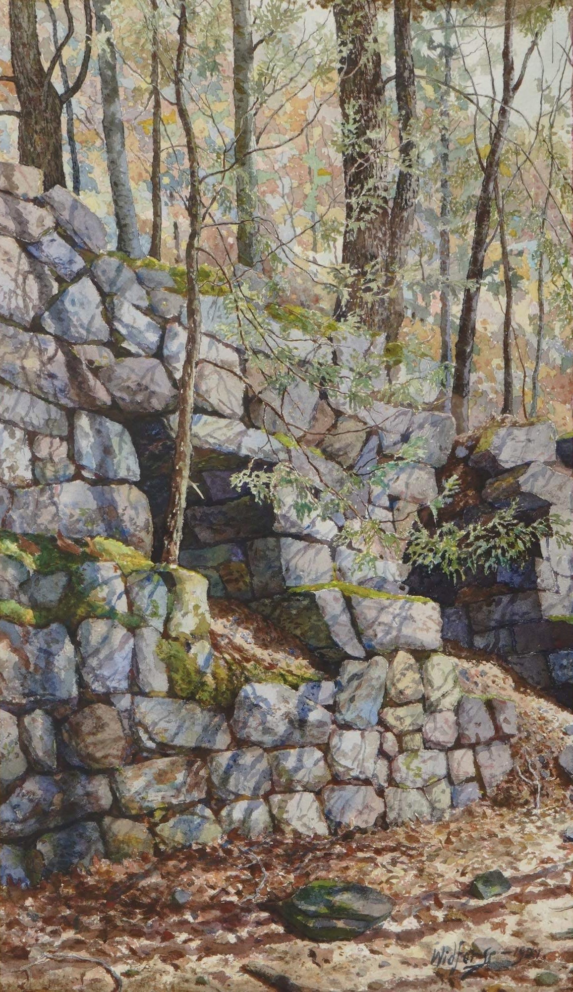 Gunnar Widforss - American Landscape Stone Wall (1921) - 17"x22" Fine Art Print