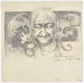 {{ product_title }} Fine Art Print | {{ product_vendor }} Jakero77 Achille Calzi - La Strega (1918) Evil Witch Cat & Skull Fine Art Print Art Print  Jakero77