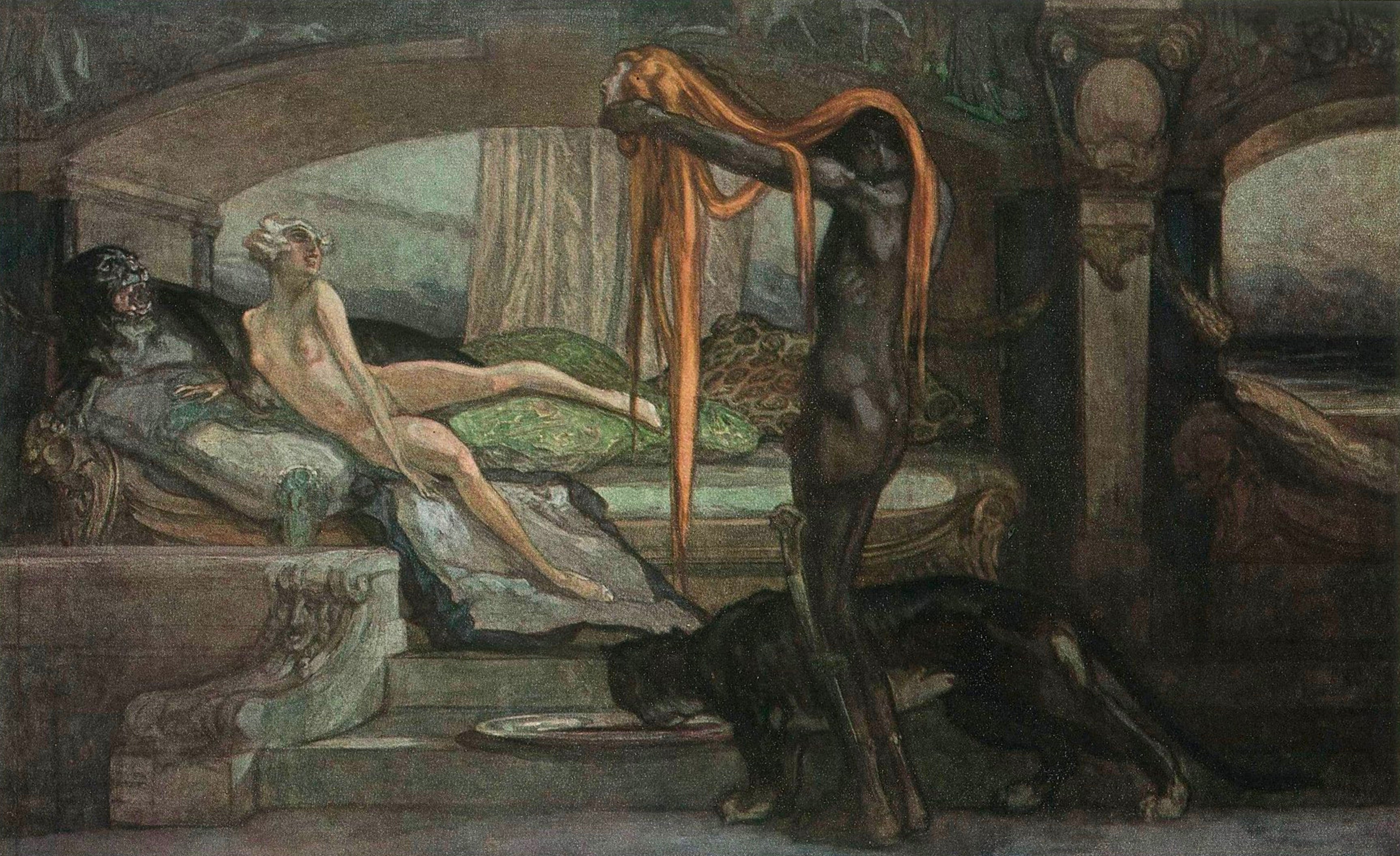 {{ product_title }} Fine Art Print | {{ product_vendor }} Jakero77 Franz von Bayros - Rivalin (1921) Nude Fantasy Fine Art Print Art Print  Jakero77