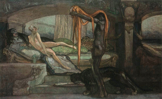 {{ product_title }} Fine Art Print | {{ product_vendor }} Jakero77 Franz von Bayros - Rivalin (1921) Nude Fantasy Fine Art Print Art Print  Jakero77