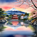 {{ product_title }} Fine Art Print | {{ product_vendor }} Jakero77 Amy Diab - A Spring Kyoto Japan Mount Fuji (2024) Signed Fine Art Print Art Print  Jakero77