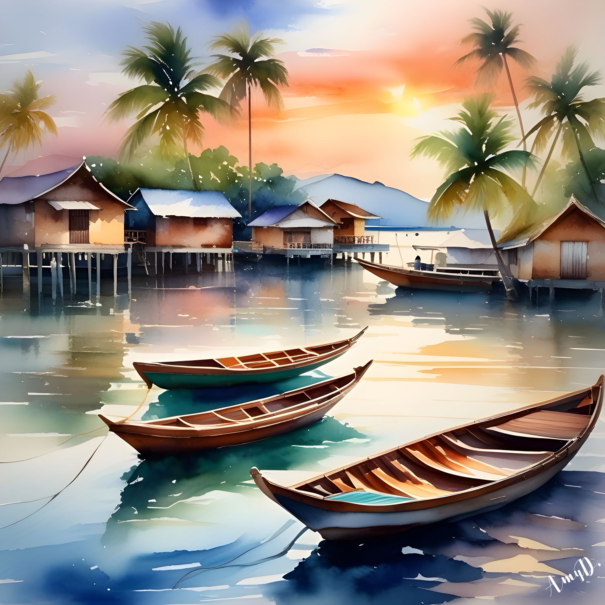 {{ product_title }} Fine Art Print | {{ product_vendor }} Jakero77 Amy Diab - Home at Last (2024) Japanese Village Signed Fine Art Print Art Print  Jakero77