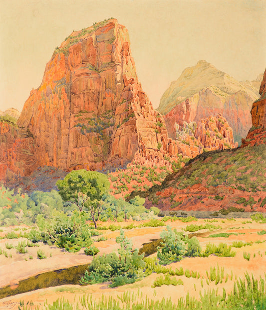 {{ product_title }} Fine Art Print | {{ product_vendor }} Jakero77 Gunnar Widforss - Bright Angel Landing Zion National Park (1908) Fine Art Print Art Print  Jakero77