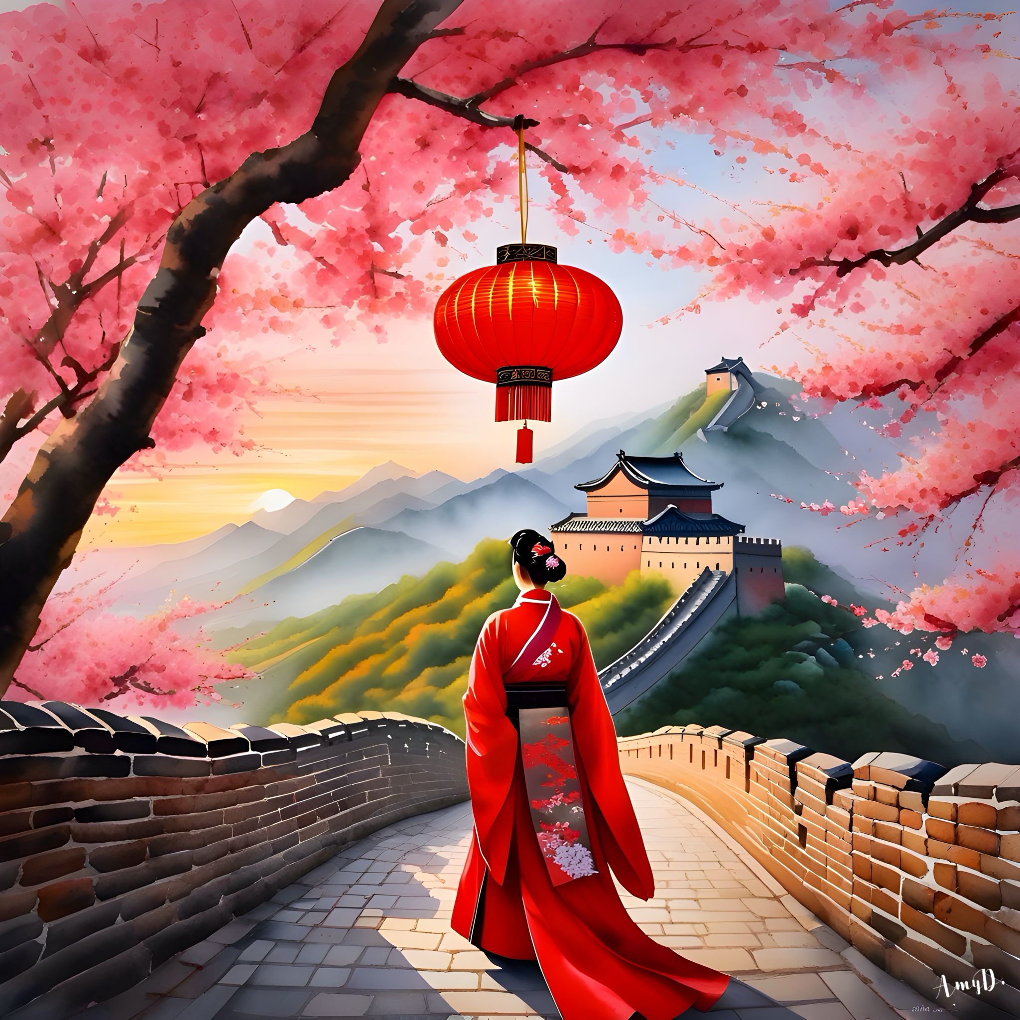 Amy Diab - And So Am I (2024) Great Wall of China Signed - 17" x 22" Art Print