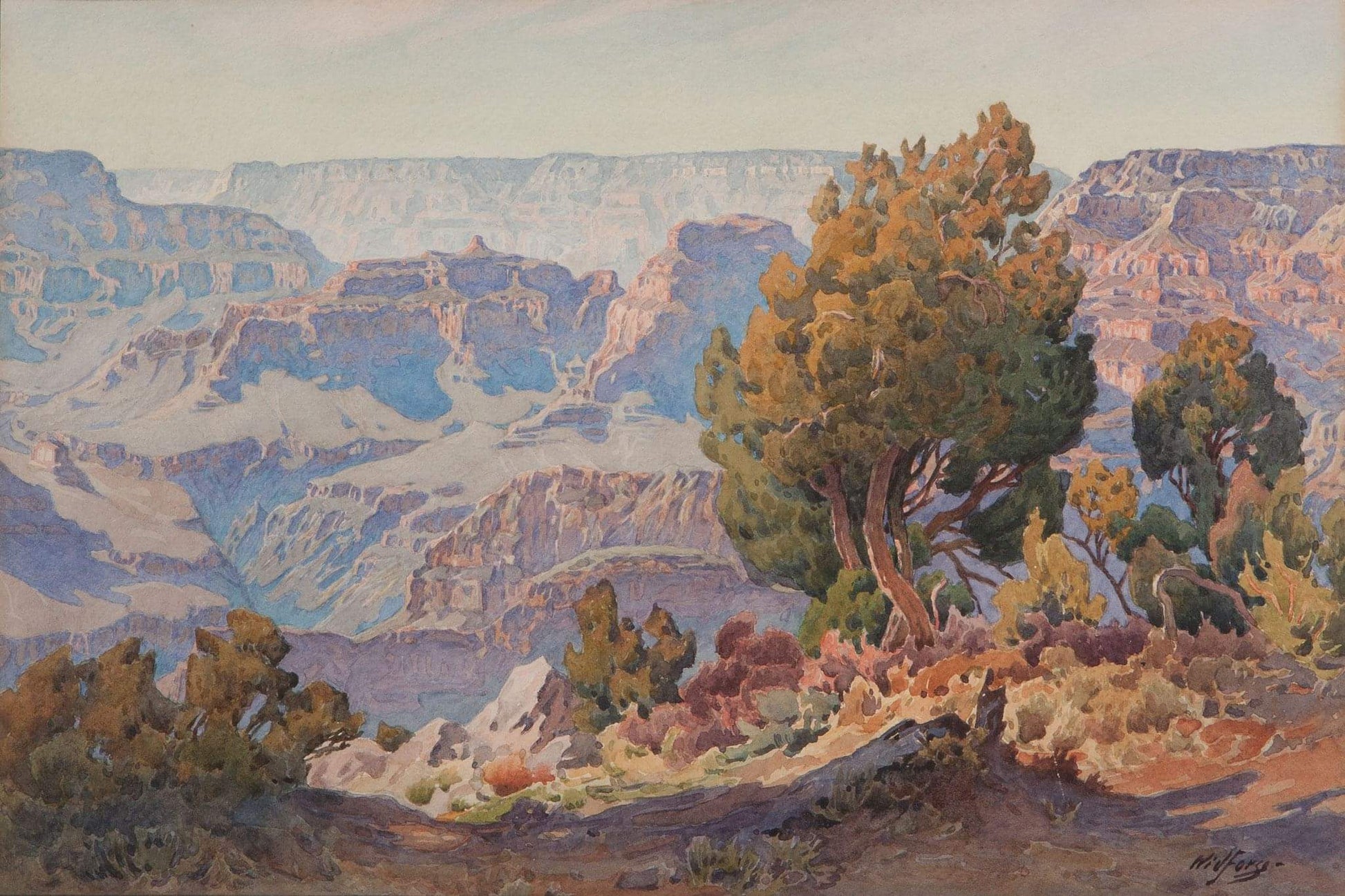 {{ product_title }} Fine Art Print | {{ product_vendor }} Jakero77 Gunnar Widforss - Grand Canyon Trees View (1928) Fine Art Print Art Print  Jakero77