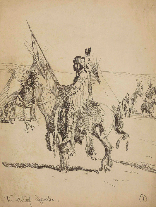 {{ product_title }} Fine Art Print | {{ product_vendor }} Jakero77 Maynard Dixon - The Chief Speaks (1909) Native American Fine Art Print Art Print  Jakero77