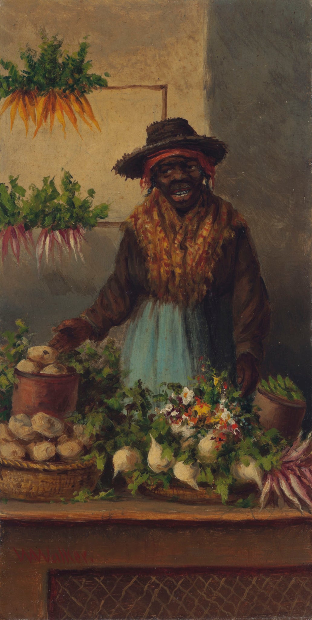 William Aiken Walker - Vegetable Vendor at Charleston Market (1870) - 17" x 22" Fine Art Print