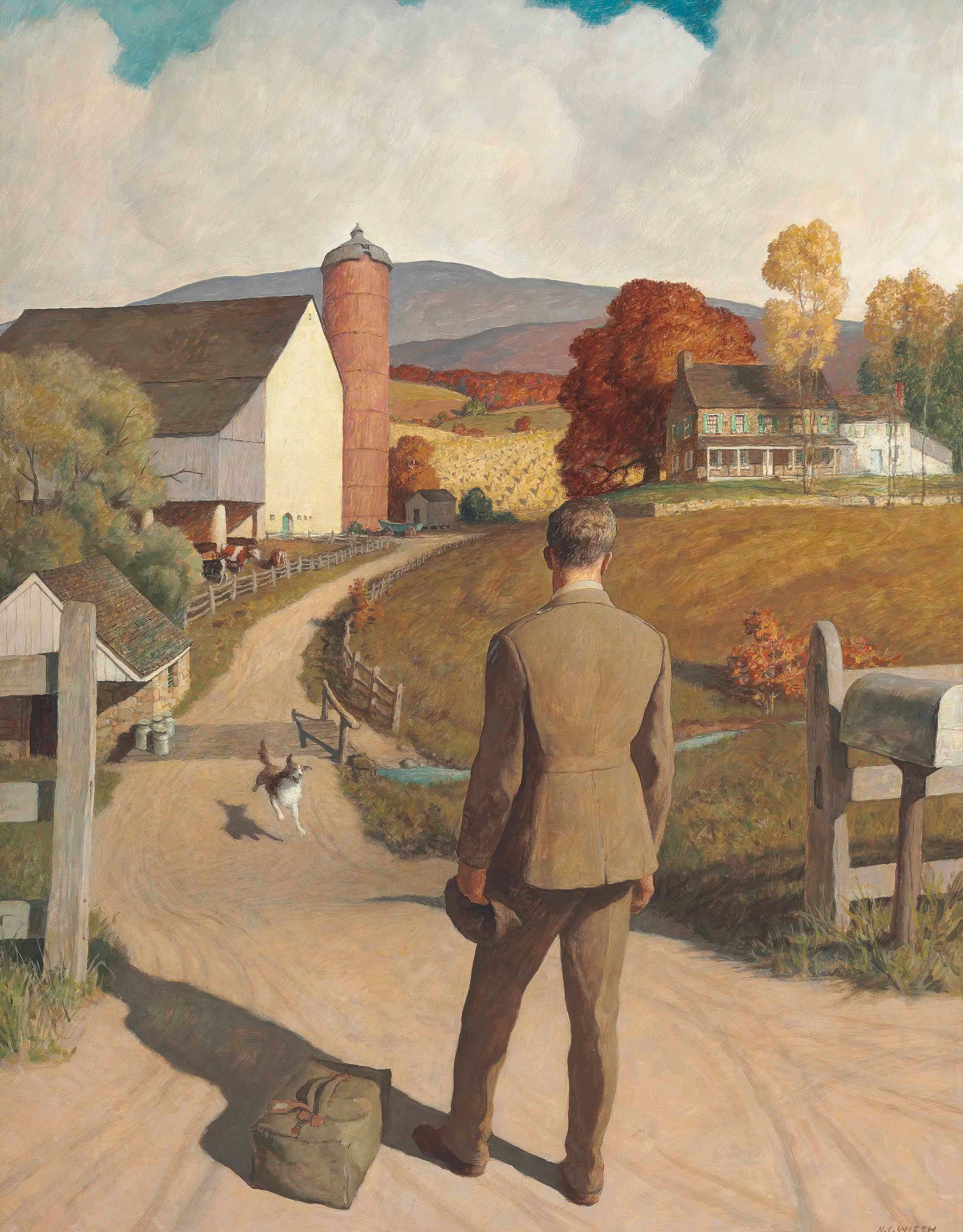 {{ product_title }} Fine Art Print | {{ product_vendor }} Jakero77 Newell Convers Wyeth - Homecoming (1945) Soldier WW2 Fine Art Print Art Print  Jakero77