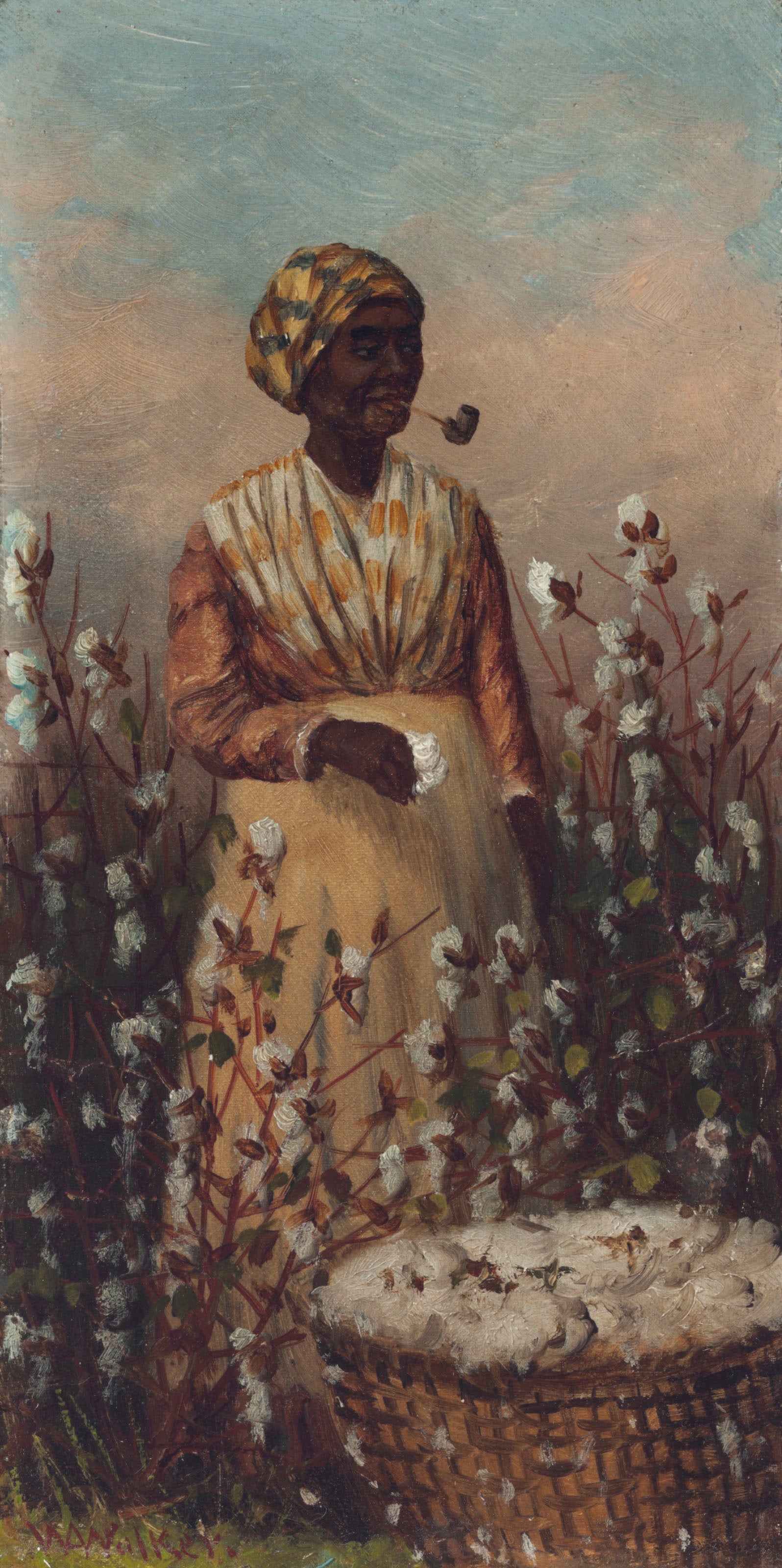 {{ product_title }} Fine Art Print | {{ product_vendor }} Jakero77 William Aiken Walker - Woman Smoking Pipe Picking Cotton (1910s) Fine Art Print Art Print  Jakero77