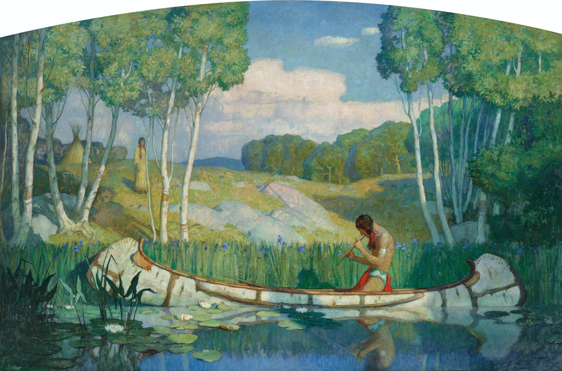 {{ product_title }} Fine Art Print | {{ product_vendor }} Jakero77 Newell Convers Wyeth - Indian Love Call (1927) Fine Art Print Art Print  Jakero77