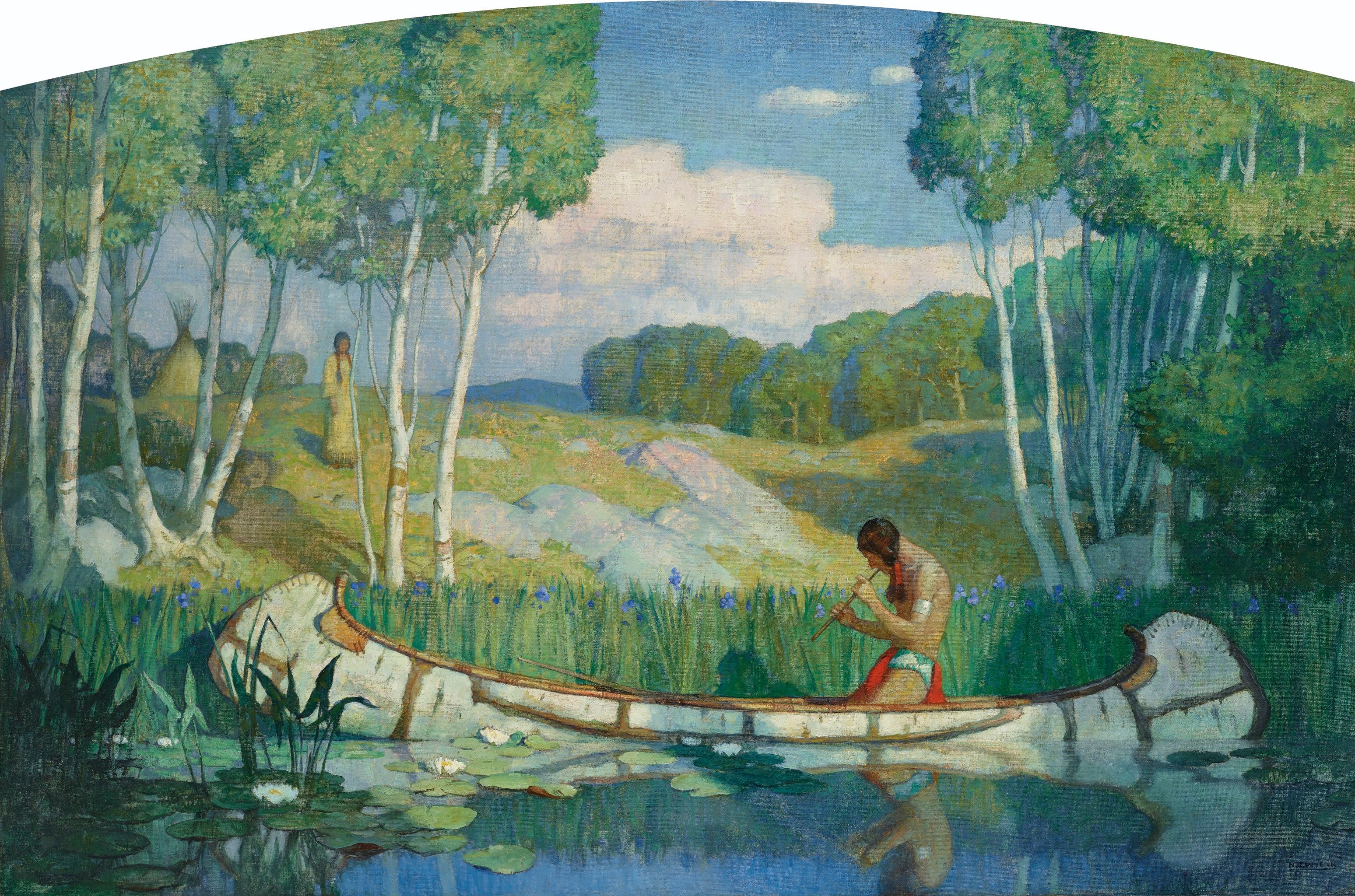 {{ product_title }} Fine Art Print | {{ product_vendor }} Jakero77 Newell Convers Wyeth - Indian Love Call (1927) Fine Art Print Art Print  Jakero77