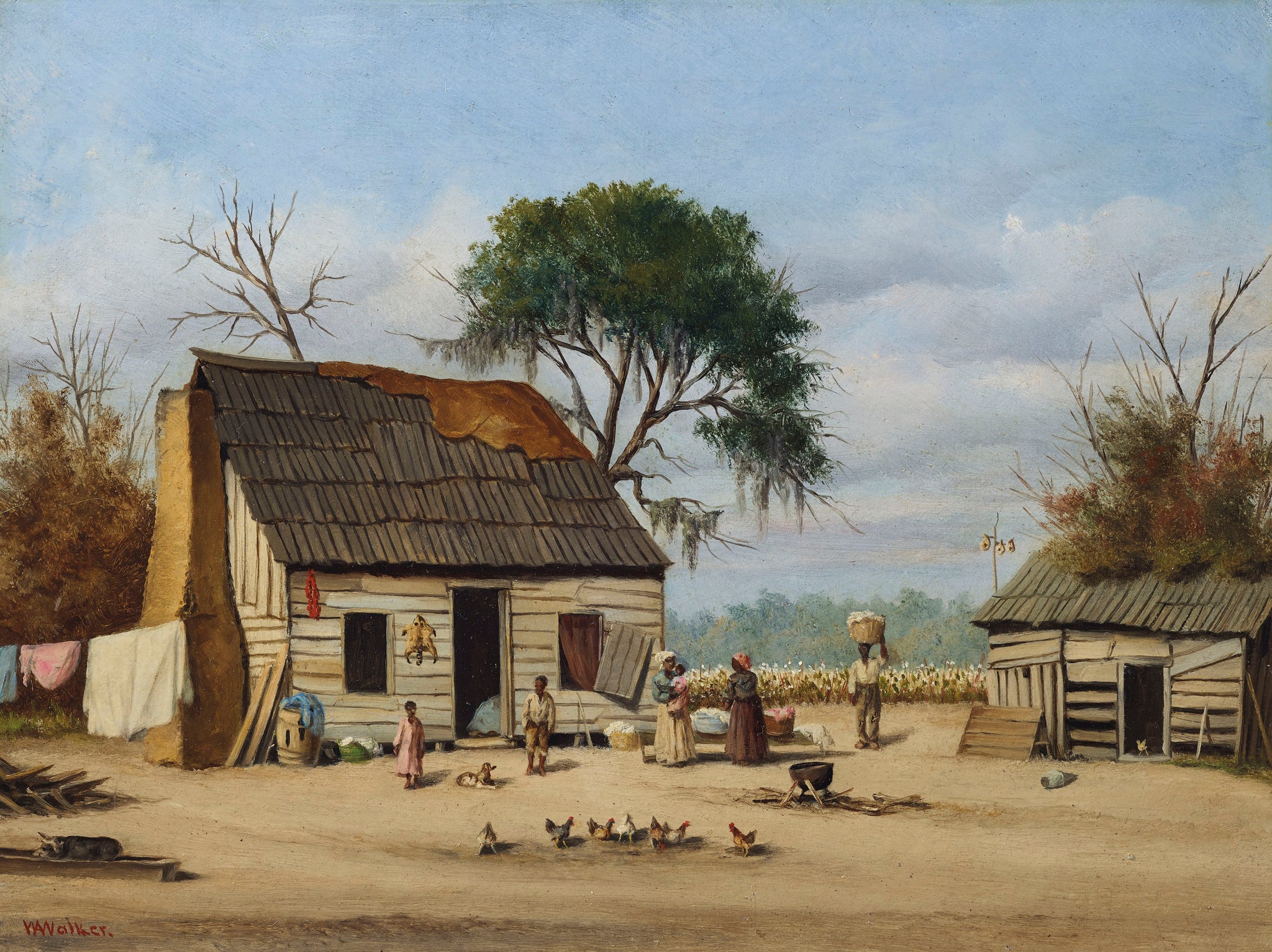 William Aiken Walker - Louisiana Cabin Scene (1880s) - 17" x 22" Fine Art Print