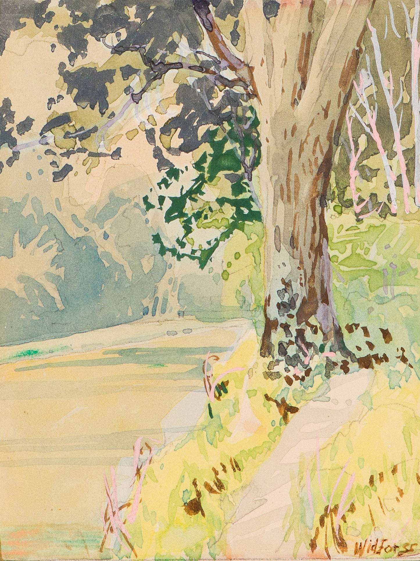 {{ product_title }} Fine Art Print | {{ product_vendor }} Jakero77 Gunnar Widforss - Stream with Tree Landscape (1890s) Fine Art Print Art Print  Jakero77