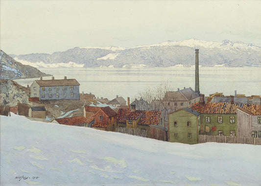 {{ product_title }} Fine Art Print | {{ product_vendor }} Jakero77 Gunnar Widforss - Winter Troundjeim (Trondheim) Norway (1919) Fine Art Print Art Print  Jakero77
