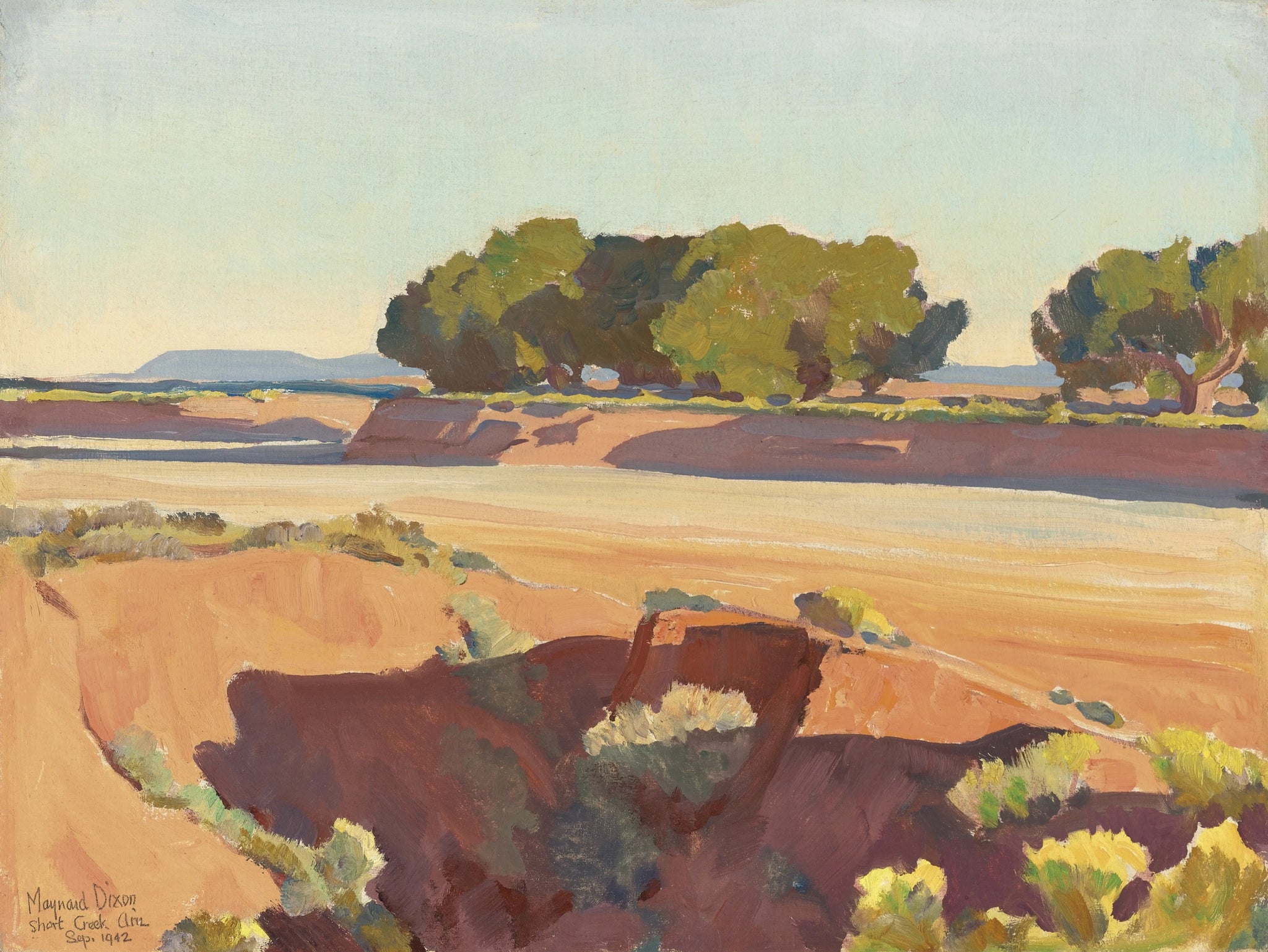 Maynard Dixon - Shadows on Short Creek Tucson Arizona (1942) - 17"x22" Art Print