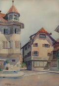 {{ product_title }} Fine Art Print | {{ product_vendor }} Jakero77 Gunnar Widforss - Straßenszene Cityscape (1912) Fine Art Print Art Print  Jakero77