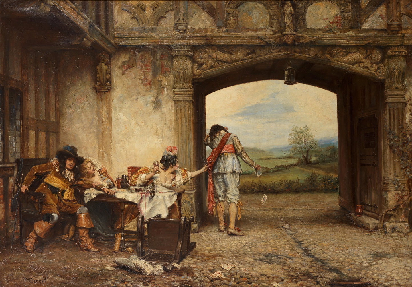 {{ product_title }} Fine Art Print | {{ product_vendor }} Jakero77 Frank Moss Bennett - Down on His Luck (1906) Card Games Fine Art Print Art Print  Jakero77