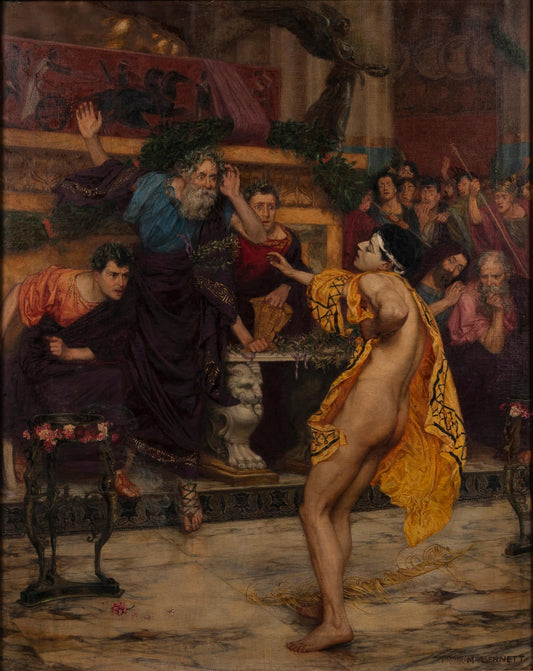 {{ product_title }} Fine Art Print | {{ product_vendor }} Jakero77 Frank Moss Bennett - The Athenian Messenger Pheidippides Delivers News of the Victory at Marathon Fine Art Print Art Print  Jakero77