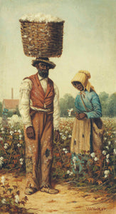 William Aiken Walker - Couple in Cotton Field Woman in Yellow Bonnet (1889) - 17"x22" Fine Art Print