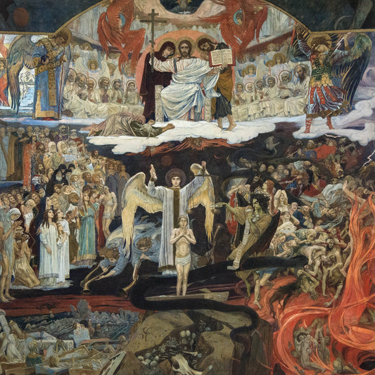 {{ product_title }} Fine Art Print | {{ product_vendor }} Jakero77 Viktor Vasnetsov - Last Judgment (1904) Crucifix Angel Fine Art Print Art Print  Jakero77