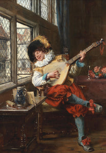 Frank Moss Bennett - The Lute Player (1920) Musician - 17" x 22" Fine Art Print